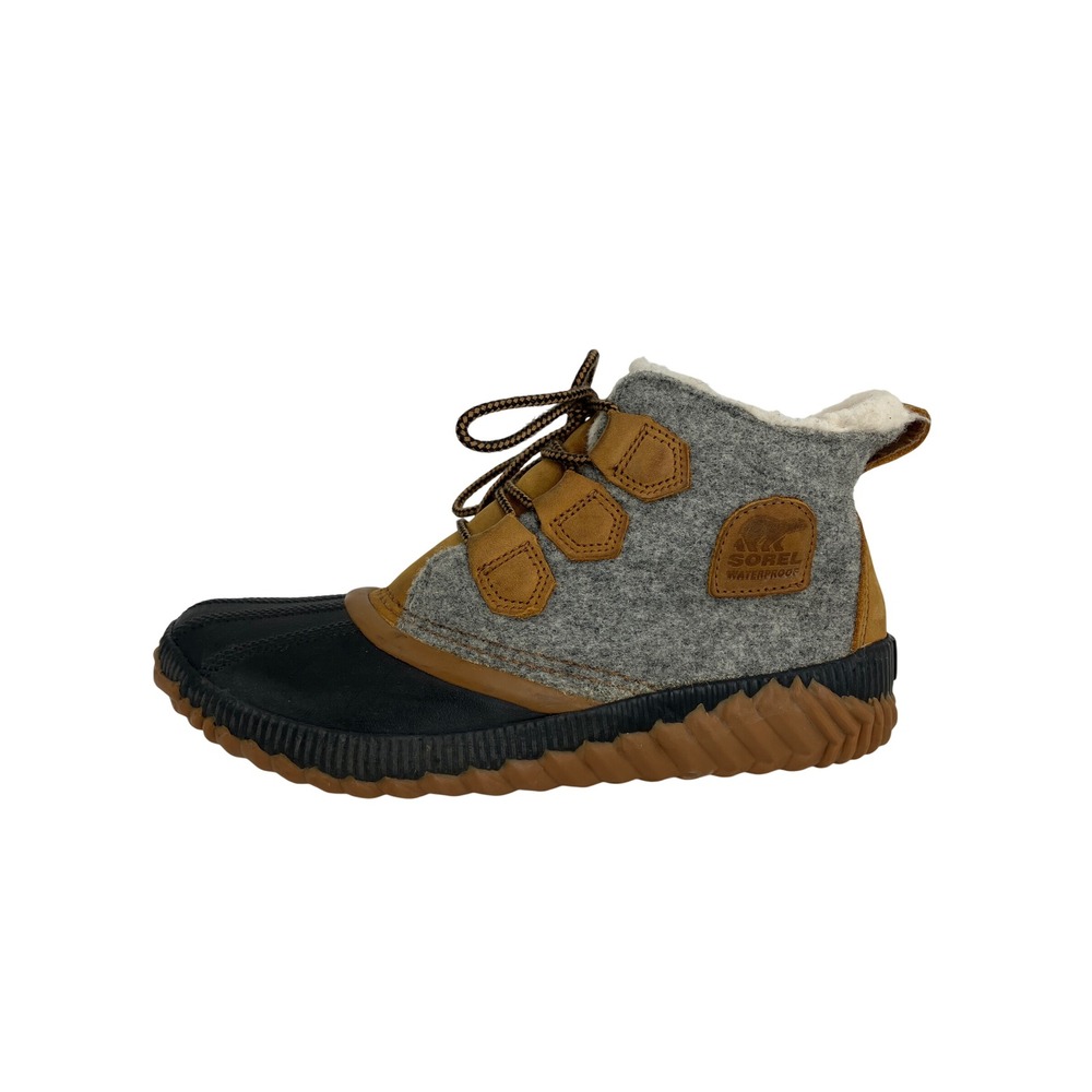 Sorel Out N About Plus Conquest Boots Womens 8 Gray Black Excellent Waterproof